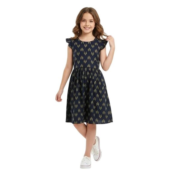 Bird Of Paradise Other - Bird Of Paradise Navy Woven All-Over Print Frock Flutter Sleeve Dress 10-12 NWT‎